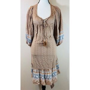 Calista Puff Sleeve Bohemian Dress with Pockets Women's Large